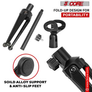 Supporto per Microfono da Scrivania Regolabile in Altezza, Treppiede Pieghevole in Metallo, Accessori per Microfono - Product Image 6