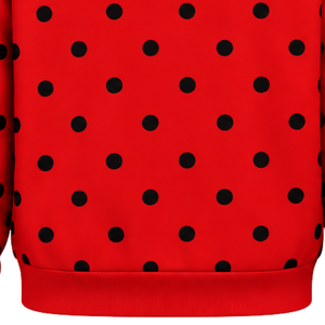 <b>Red</b> Black Polka Dot Women Pullover <b>Hoodie</b> Fleece Hooded Sweatshirt Casual Loose Fit Long Sleeve Kangaroo Pocket Streetwear - Product Image 5