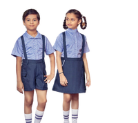 Ensemble uniforme scolaire de haute qualité pour garçons et filles : chemise violette à manches courtes, jupe noire et short – Confortable et durable