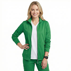 Blouse médicale extensible à fermeture éclair intégrale pour femme, vente en gros OEM, uniforme d'infirmière personnalisé, blouses de travail - Product Image 1