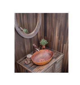 Lavabo Artístico de Cobre, Lavabo Hecho a Mano Único, Accesorio de Baño Premium con Textura Decorativa en la Superficie - Product Image 1