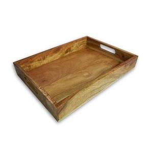 Bandeja Rectangular Clásica y Duradera de Madera y Resina para Servir Desayuno, Té, Café, Comida y Bocadillos - Ideal para Bodas - Product Image 5