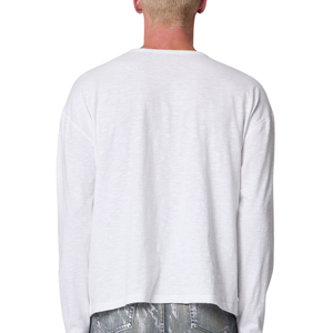 T-shirt à manches longues col rond pour homme avec poche poitrine, coupe ample, uni, décontracté, streetwear, vente en gros, personnalisable, OEM, en jersey de coton - Product Image 4