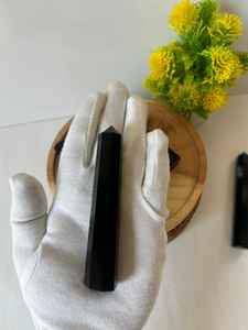 Wholesale Polished Angel Style Black Obsidian <b>Crystal</b> <b>Tower</b> Feng Shui Style Home Protection and Energy Healing Decoration - Product Image 6