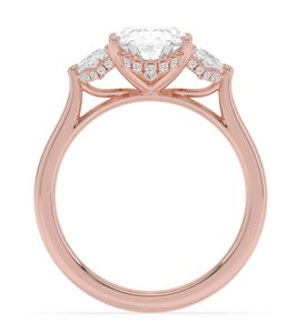 Glamoroso anillo de compromiso de oro rosa de 9 quilates con diamantes de laboratorio de corte Moval y media luna, 3.74 CTW - Product Image 4