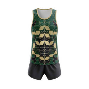 Conjunto Deportivo Unisex con Estampado Geométrico, Camiseta sin Mangas con Pantalones Cortos, Ropa Deportiva Transpirable de Poliéster para Todas las Temporadas - Product Image 4