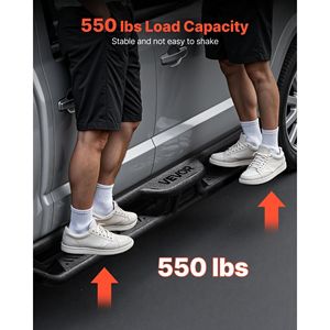 Barres de protection latérales en acier carbone noir pour Jeep Wrangler JK 4 portes 2007-2018, marchepieds de 6 pouces, capacité de charge de 550 lb - Product Image 5