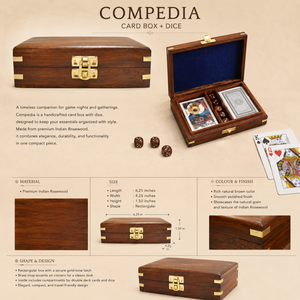 Handcrafted Indian Rosewood Double Deck Card & <b>Dice</b> Box | Luxury Playing Card Storage Case Poker Game Gift Collection <b>Set</b> - Product Image 5