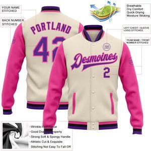 Veste de baseball personnalisée Fanscustom pour crème, veste universitaire personnalisée avec nom et numéro brodés, veste de lettreman personnalisée pour hommes et femmes - Product Image 1