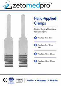 Hand-Applied Flat Jaw <b>Clamps</b> Single Frameless Packaged in Pairs Sizes 2mm-5mm and 1.5mm-3.5mm Black Options ZETOMEDPRO - Product Image 2