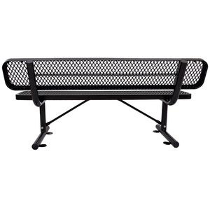 Banc d'extérieur en acier noir de 6 pieds avec dossier pour usage en terrasse - Product Image 4