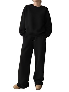 Conjunto de Dos Piezas para Mujer, Otoño-Invierno, Incluye Sudadera de Cuello Redondo y Pantalones Anchos, Lavable a Máquina - Product Image 2