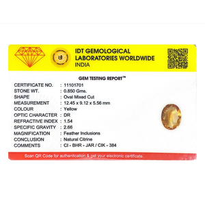 Natural Citrine Cat's Eye Loose Gemstone-4.25 Carat Excellent Cut Yellow Certified Wholesale - Product Image 4