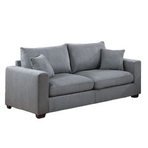 Set Divano e Poltrona Classico in Corduroy a 2 Pezzi per Soggiorno, con Braccioli Quadrati e Cuscini Morbidi - Product Image 6