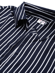 Women's Rayon Stripe Printed Long <b>Shrug</b> Blue Half Sleeves Shirt Collar Open Front Casual Layering Fashion <b>Shrug</b> For Women's - Product Image 5