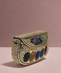 Sacs en résine de pierre et pochettes en résine Kundan, sacs à bandoulière de créateur pour femmes, sacs à main vert marbré - Product Image 5