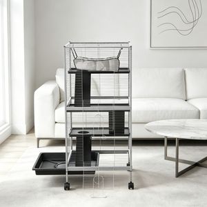 Casetta per criceti da interno per ville, gabbia per razze di grandi dimensioni, patio e uccelli, in metallo e vetro, arredo per animali domestici - Product Image 1