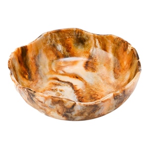 Bol de service en résine ambre dorée effet marbre, résistant à la chaleur, non revêtu, poli, design moderne, fabrication impériale, vaisselle pour la maison - Product Image 1