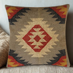 Handwoven Geometric Kilim Pillow Wool Jute Eco-Friendly Organic Non-Toxic Customizable Size Hotel Home Decorative Cushion - Product Image 3