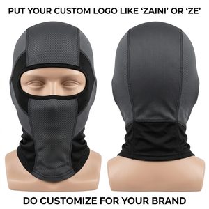 ZAINI Premium 180 GSM Waterproof Polyester Bird <b>Eye</b> Mesh Balaclava Gray Black Multi Panel Custom Embroidery Print Logo <b>Mask</b> - Product Image 1