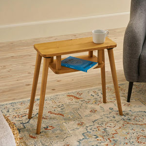Nouvelle arrivée, table d'appoint moderne en bois massif, table d'appoint à deux niveaux avec étagère de rangement, meubles pour salon et chambre à coucher - Product Image 1