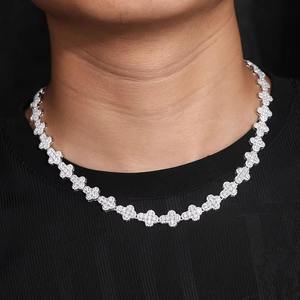 Cadena cruzada unisex de 10 mm con diamantes de moissanita VVS1 hechos a mano, collar de plata de ley 925, elegante para mujeres y hombres, regalo de joyería. - Product Image 3