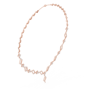 Collier pendentif floral en diamant de culture en or rose |   Collier en Y élégant avec diamant marquise pour femme, idéal comme cadeau - Product Image 1