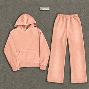 Conjunto Deportivo Vintage Lavado Color Rosa Melocotón para Hombre, Sudadera con Capucha y Pantalones Jogger, Ropa Deportiva Casual, Venta al Por Mayor Personalizada OEM - Product Image 5