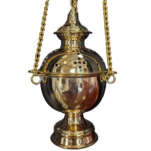 Brûleur d'encens sacré en laiton encensoir pour église et maison, encensoir en métal fabriqué à la main pour fournitures d'église de méditation - Product Image 1