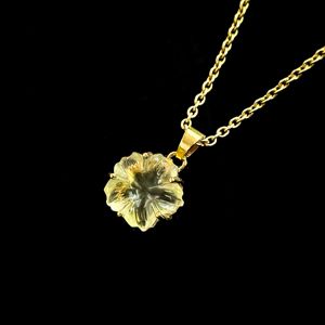 Colgante de Cuarzo Limón Natural con Forma de Flor, Collar de Piedras Preciosas Talladas, Colgante de Cuarzo Limón Natural Hecho a Mano para Fabricación de Joyas - Product Image 6