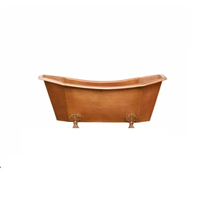 Decorative Antique Copper Freestanding Clawfoot Bathtub Octagonal Double Slipper Deep Soaking Tub for Hotels Villas and High End - Product Image 1