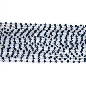 Chaîne de chapelet en saphir bleu hydro, perles rondelles facettées de 3 mm, fil plaqué argent, vente en gros - Product Image 6