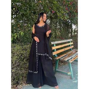 Ropa Tradicional China-Real Mirror Work Top-Bottom y Dupatta para una apariencia de fiesta - Product Image 3