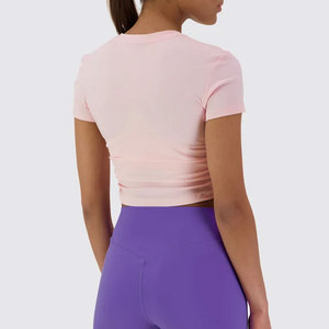 Camiseta Corta Personalizada para Mujer, Diseño Estampado, Jersey de Alta Calidad, Ajuste Veraniego, Compresión, Corte Ajustado - Product Image 2