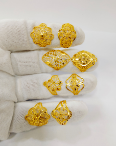 Luxury Turkish Vintage 22K Gold Filigree <b>Rings</b> for Women Hollow Out Flower <b>Statement</b> <b>Ring</b> Set Wedding Ethnic Jewelry Gift - Product Image 1