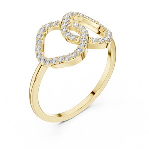 Élégante bague en or jaune avec diamant de laboratoire en forme de cœur infini |   Bague de promesse contemporaine en forme de cœur ouvert pour femme, bijoux - Product Image 1