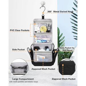 Trousse de Toilette Grande Capacité Relavel Résistante à l'Eau, Organisateur Suspendu pour Hommes et Femmes, Idéale pour le Rangement de Maquillage et Cosmétiques en Voyage - Product Image 3