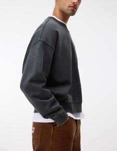 Sweat-shirt pour homme à coupe ample et col rond, effet délavé, personnalisable OEM, 380 GSM, 100% coton, séchage rapide, écologique - Product Image 2