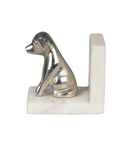 Modern design Cast Aluminium dog with <b>white</b> marble base bookend nickel plated vintage style bookend bookshelf organizer - Product Image 3