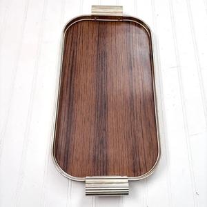 Plateau de rangement et de service rectangulaire haut de gamme avec poignées métalliques élégantes, finition raffinée, parfait pour la décoration de table et les réceptions - Product Image 2