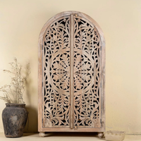 Armoire en bois de manguier pour chambre à coucher, avec porte en rotin simple et tiroirs, meuble de rangement moderne en bois pour chambre.