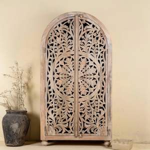 Armoire en bois de manguier pour chambre à coucher, avec porte en rotin simple et tiroirs, meuble de rangement moderne en bois pour chambre. - Product Image 4