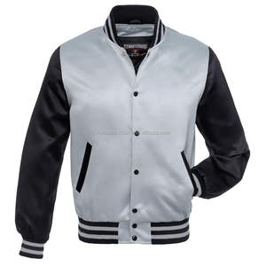 Blouson de baseball Varsity Letterman en satin avec logo personnalisé Blouson d'hiver tout temps Fabricant privé de conception de broderie - Product Image 1