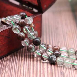 Cuentas de Cuarzo Fantasma Verde Rutilado Lodolite al por Mayor, Piedras Preciosas de Primera Calidad para Joyería, 6mm 8mm 10mm - Product Image 4