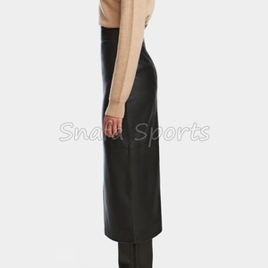 Minifalda Plisada de Cuero Sintético Informal para Uso Diario, Falda de Media Pierna con Peplum de Chifón Transpirable |    Las Mejores Faldas de Cuero para Mujer, Personalizadas - Product Image 3