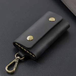 Porte-clés en cuir véritable avec logo personnalisé |   Portefeuille à clés portable pour cadeaux promotionnels - Product Image 3