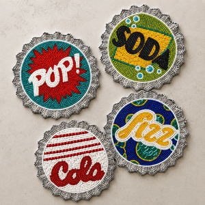 FLORAL DESIGN Birds Design Glass <b>Beaded</b> <b>Coasters</b> Classic Eco-Friendly Custom Diameter Hot Selling New Arrivals New Design - Product Image 6