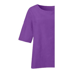 Camiseta de Manga Larga con Cuello Redondo y Bordado para Mujer, Talla Grande, 100% Algodón Orgánico, Transpirable, Ecológica, Casual, con Relieve - Product Image 6