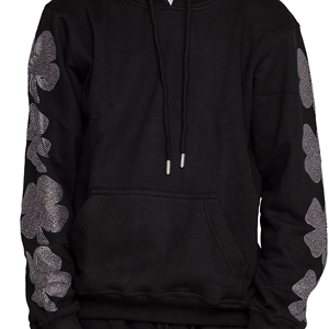 Sweat à capuche zippé personnalisé avec logo, style streetwear, en coton mélangé avec strass, pour l'hiver – Vente en gros pour fabricants - Product Image 5