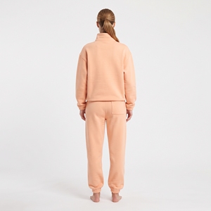 <b>Women's</b> Heavy Cotton Tracksuit <b>Half</b> <b>Zip</b> <b>Sweatshirt</b> Wide Leg Sweatpants Two Piece Casual Streetwear Set Custom Clothing - Product Image 2